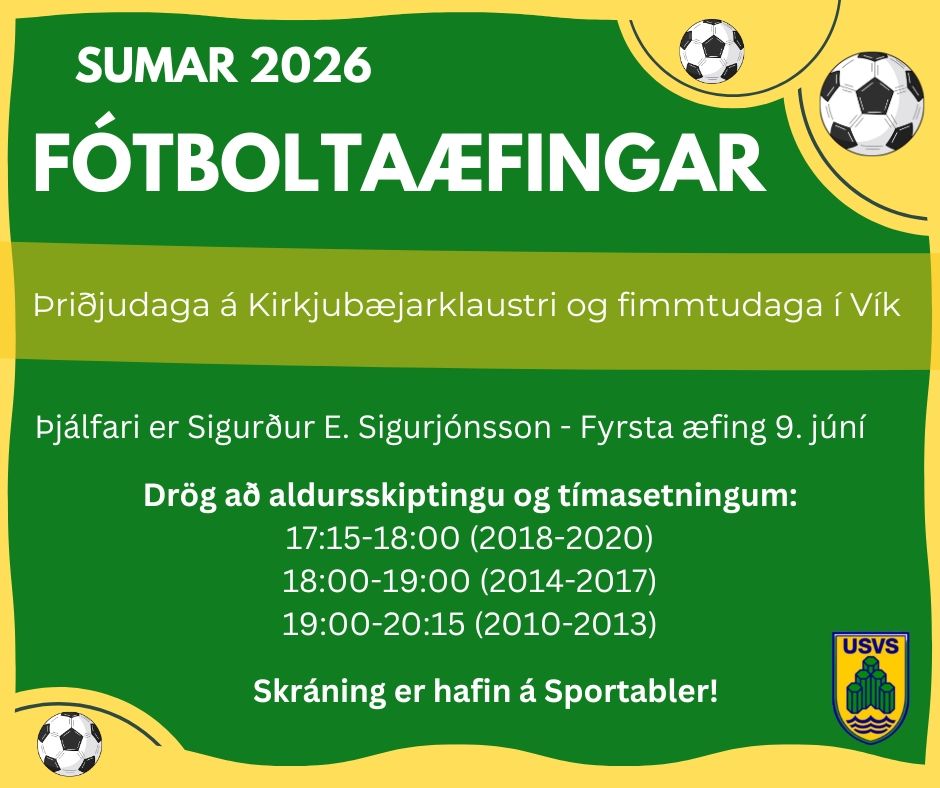 Skráning hafin á USVS fótboltaæfingar
